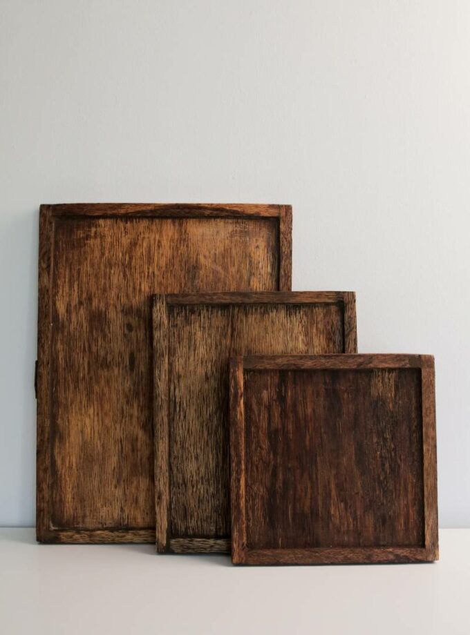 PLATEAU PLAT EN BOIS DE PALMIER AVEC REBORDS