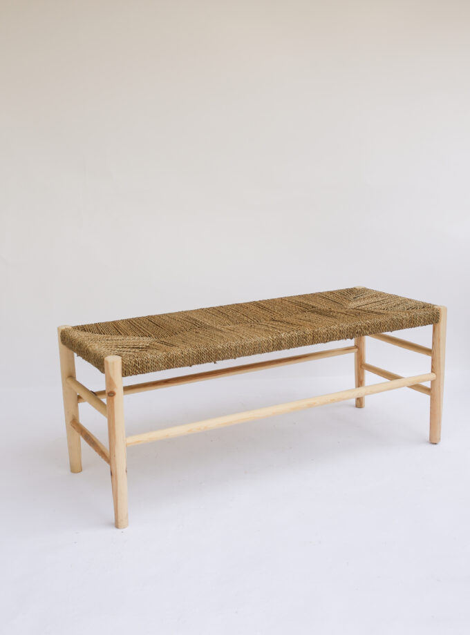BANC EN BOIS DE PIN TRESSÉ